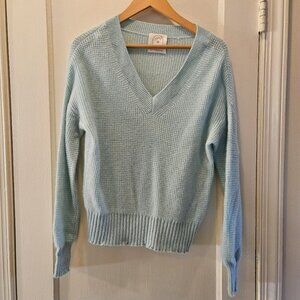 Waffle Knit Blue Cashmere Sweater